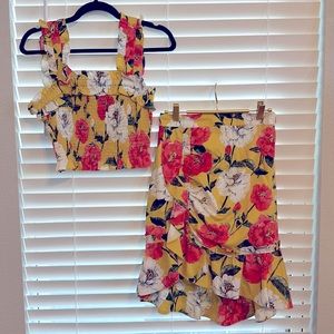 PARKER 2pc ruffled floral skirt set